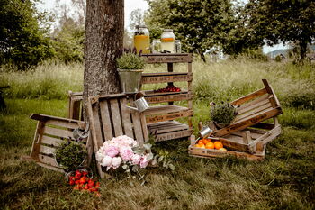 Gartenhochzeit Komplettkonzept mit Dekoration für Siegen