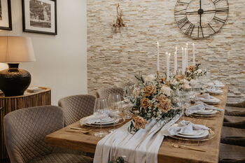 Toskanische Hochzeit Tischdeko mit warmen Erdtönen